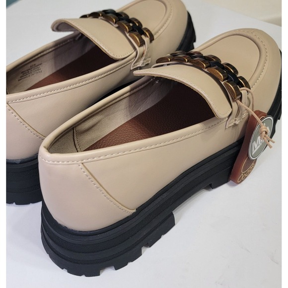 MIA Shoes - NEW MIA Beige Bronze Chain Slip-On Oxford Chunky Platforms Preppy 8.5 Y2K Academ